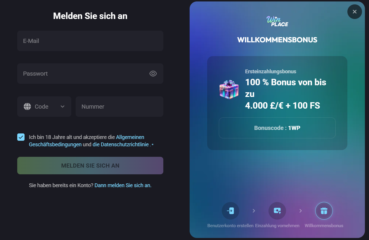 WinPlace Registrierung